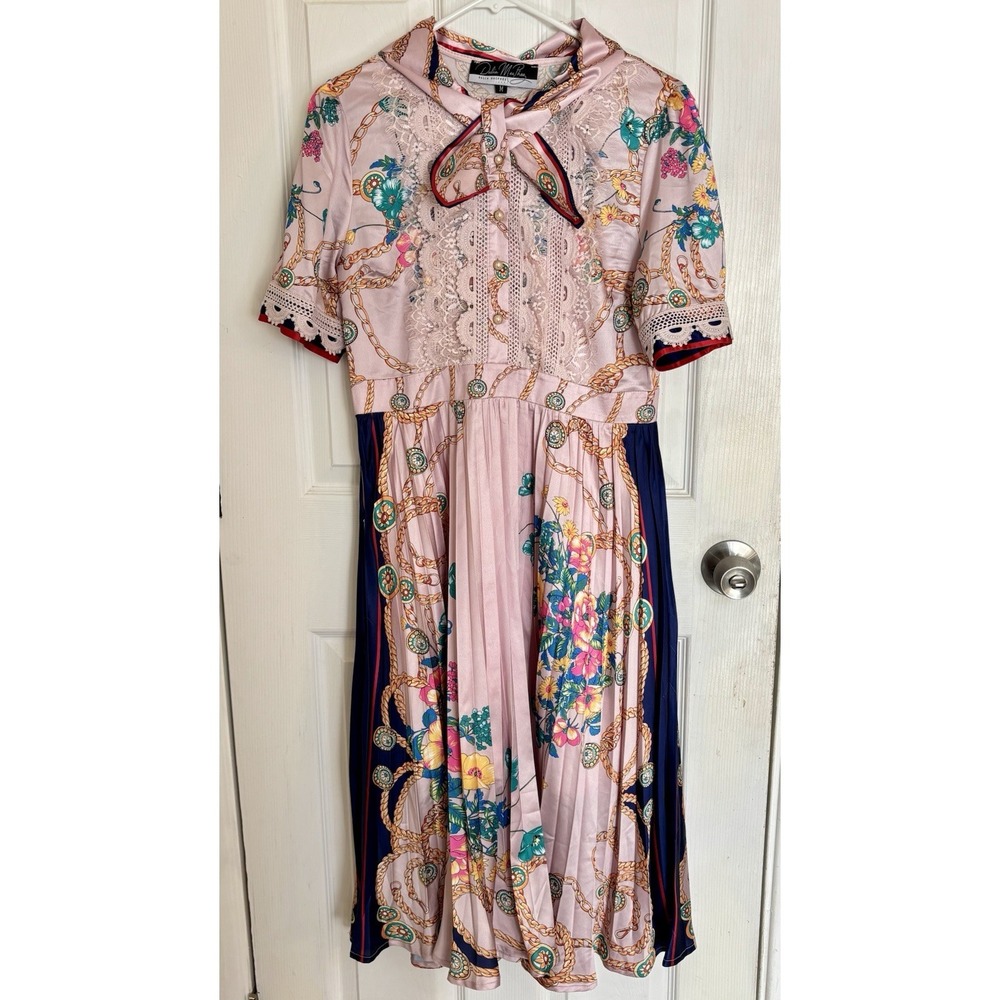 Dalia Macphee Pink Bow Dress Sz Med